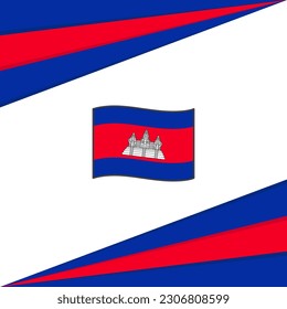 Plantilla de diseño de fondo de resumen de bandera de Camboya. Cartel del Día de la Independencia de Camboya en medios sociales. Diseño de Camboya