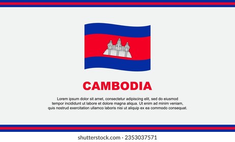 Plantilla de diseño de fondo de resumen de bandera de Camboya. Banner del Día de la Independencia de Camboya, Ilustración de vectores de medios sociales. Diseño de Camboya