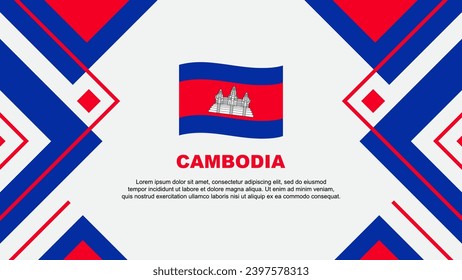 Plantilla de diseño de fondo de resumen de bandera de Camboya. Ilustración de vectores de papel tapiz del Día de la Independencia de Camboya. Ilustración de Camboya