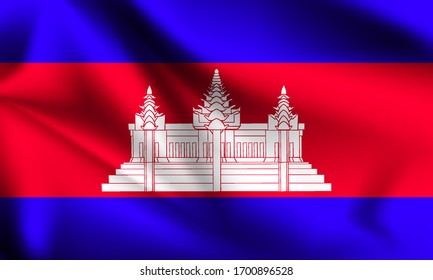 Cambodia flag blowing in the wind. part of a series. Cambodia waving flag.