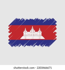 Cambodia flag brush strokes painted