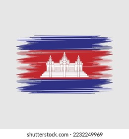 Ilustración del vector del pincel de bandera de Camboya