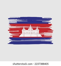 Ilustración del vector del pincel de bandera de Camboya