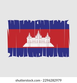 Ilustración del vector del pincel de bandera de Camboya