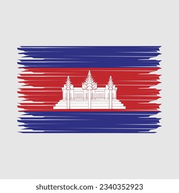 Ilustración del vector del pincel de bandera de Camboya