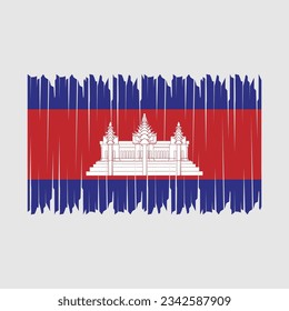 Ilustración del vector del pincel de bandera de Camboya