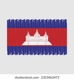 Ilustración del vector del pincel de bandera de Camboya