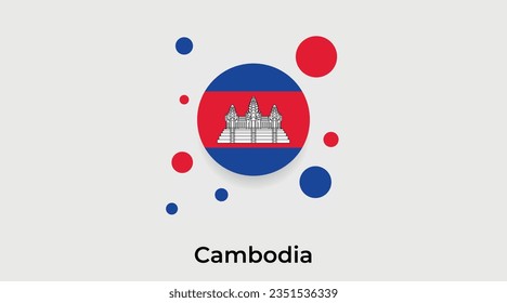 Kambodscha-Flaggenblase kreisrunder Form Symbol bunter Vektorgrafik