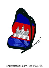 Cambodia flag butterfly - vector