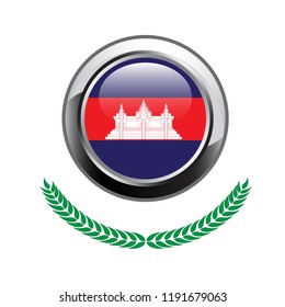 cambodia  flag button. cambodia  flag icon. Vector illustration of  cambodia  flag on white background. 