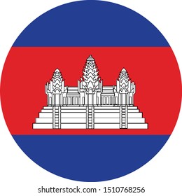  Cambodia flag button on white background ,illustration,textured background, Symbols of Cambodia -Vector