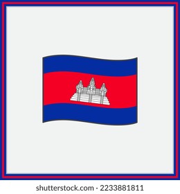 Cambodia Flag Cartoon Vector Illustration. Flag of Cambodia Flat Icon Outline. National Cambodia Flag
