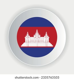 Bandera de Camboya en forma de círculo. colores y proporciones oficiales correctamente. Ilustración vectorial. 10.
