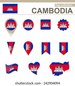 Cambodia Flag Collection, 12 versions