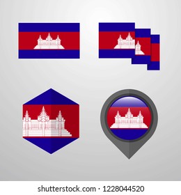 Cambodia flag design set vector
