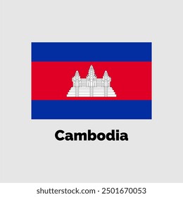 Ilustración vectorial del diseño de la bandera de Camboya en un fondo gris para el gráfico y el Diseño web.