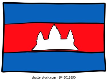 Cambodia flag Doodle Hand drawing sketch simple vector illustration 