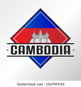 Cambodia Flag Emblema. Vector Design National. Illustration Country Symbol. Insignia Banner Logo.