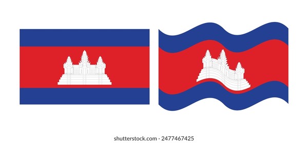 bandera de camboya Ilustración vectorial de concepto de ondeo plano