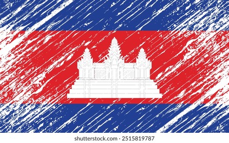 cambodia flag grunge background texture vector design illustration