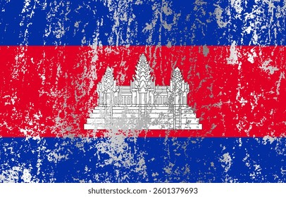 Cambodia flag with grunge effect.