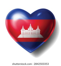 CAMBODIA Flag Heart Shape Vector, Love CAMBODIA National Symbol Design