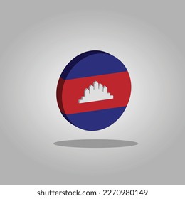 Icono de bandera de Camboya 3D, Bandera de depuración redondeada