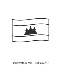Cambodia flag icon in black outline flat design. Independence day or National day holiday concept.

