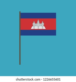 Cambodia flag icon in flat design. Independence day or National day holiday concept.