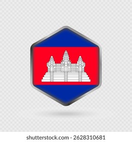 Icono de la bandera de Camboya en forma de hexágono.