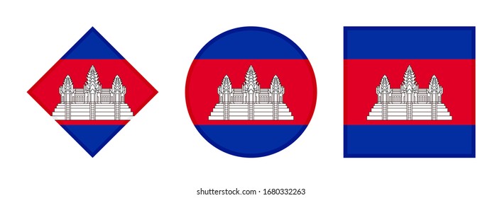cambodia flag icon set, isolated on white background