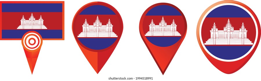 Icono de la bandera de Camboya. conjunto de iconos web . colección de iconos. Ilustración vectorial simple.
