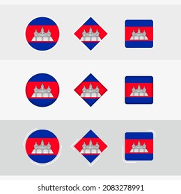 Cambodia flag icons set, vector flag of Cambodia. Three versions of icon.