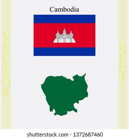 Cambodia flag and map, abstract vector art illustration