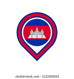 icono del pin del mapa del indicador camboya. aislado en fondo blanco