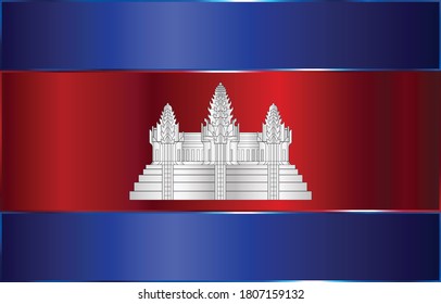 Cambodia flag with metal gradient effect