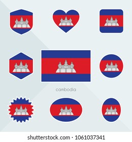 Cambodia flag. National flag of Cambodia. Cambodia vector flag button. Cambodia independence day.
