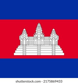 Bandera de Camboya, colores oficiales. Ilustración vectorial.
