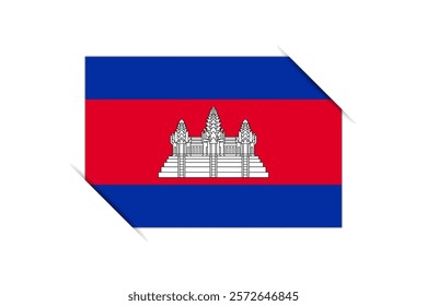 Cambodia flag - rectangle colorful flag representing a country cultural identity and heritage. The essence of national pride and unity. Attached by the corners in a paper album