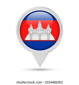 Cambodia Flag Round Pin Vector Icon - Illustration