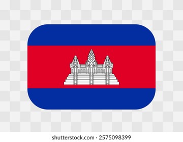 Cambodia flag - rounded rectangle colorful flag representing a country cultural identity and heritage. The essence of national pride and unity. Vector flag on transparent background.