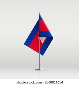 Cambodia flag state symbol isolated on background national banner. Greeting card National Independence Day of the Kingdom of Cambodia. Illustration banner with realistic state flag.