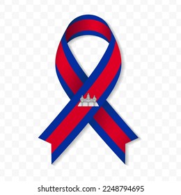 Cambodia flag stripe ribbon vector illustration on a transparent background vector image (PNG).
