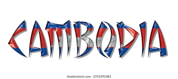 CAMBODSCHA-Fahnentext-Schriftart, 3D-CAMBODSCHA-bunter Hintergrund, CAMBODSCHA-Flagge, Vektorgrafik