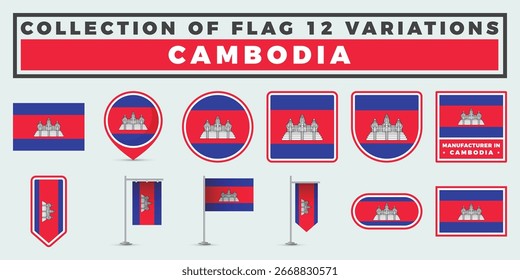 Variantes de Bandera de Camboya. Una Colección de 12 Diseños
