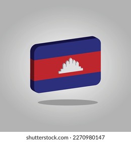 Cambodia Flag Vector 3D Ilustrator Flat Design