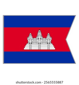 Cambodia flag vector design and illustration , National flag country with original color, Pennon flag