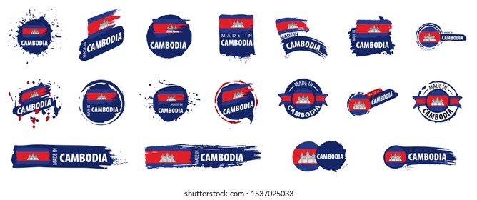Cambodia flag, vector illustration on a white background