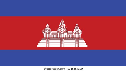 Cambodia Flag Vector - Official Cambodia Flag With Original Color and Size Proportion