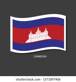 Cambodia flag Vector waving with flags.